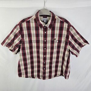 Vintage Carhartt Pearl Snap Shirt Button-Up Mens XL Red Plaid Short Sleeve EUC